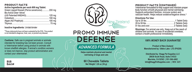 Promo Immune Defense label